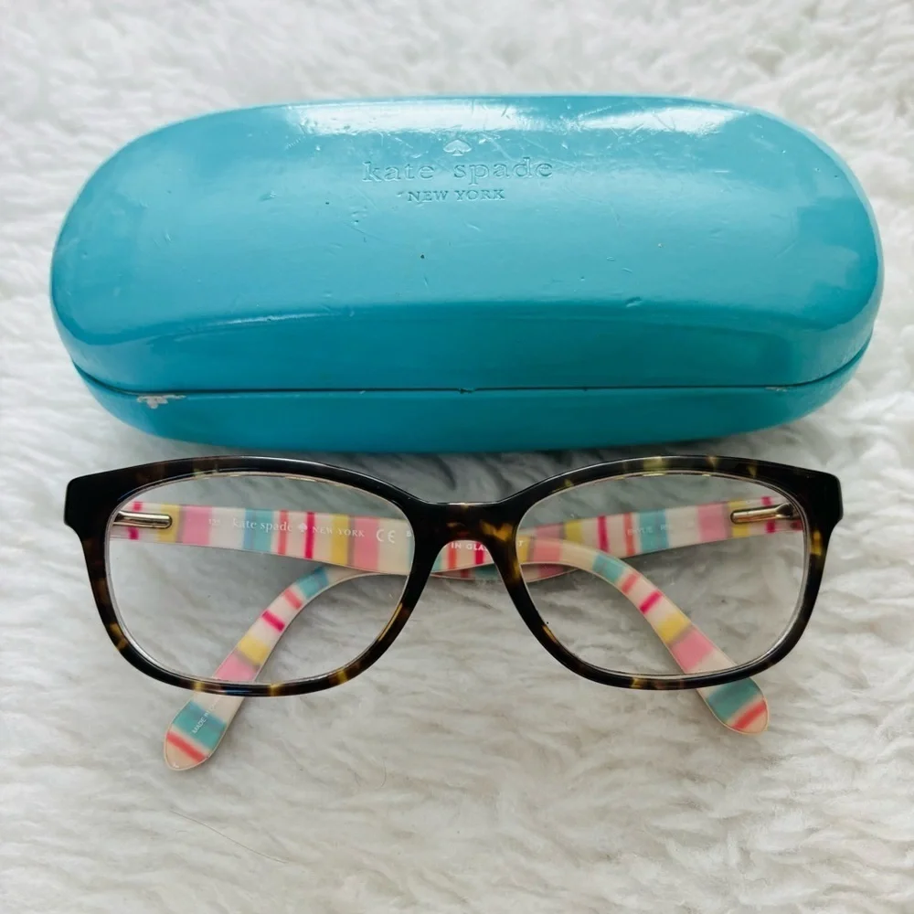 Kate Spade New York Dark Brown Tortoise/Multicolor Eyeglasses Frame only w/ Case